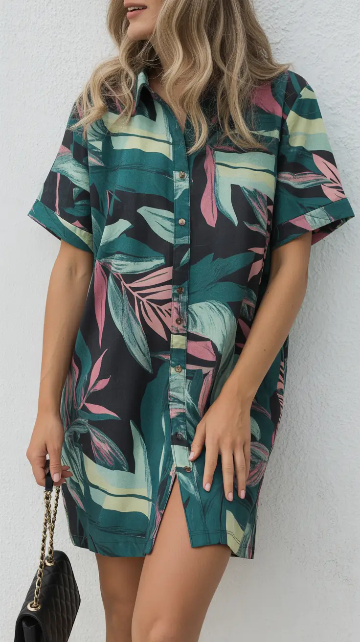 retro vintage summer outfits 2026 Tropical Shirt Dress Energy That Feels Like a 90s Escape