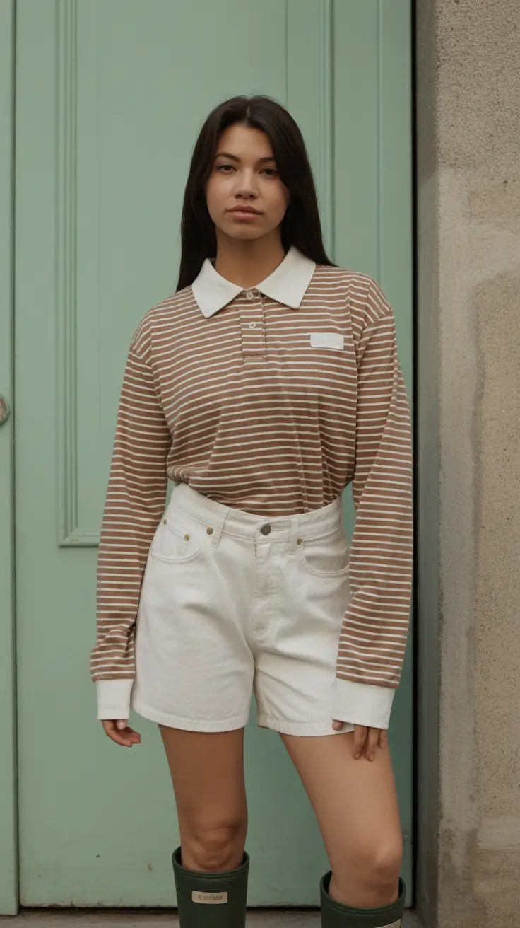 retro vintage summer outfits 2026 Muted Stripes and Effortless Picnic-Ready Vintage