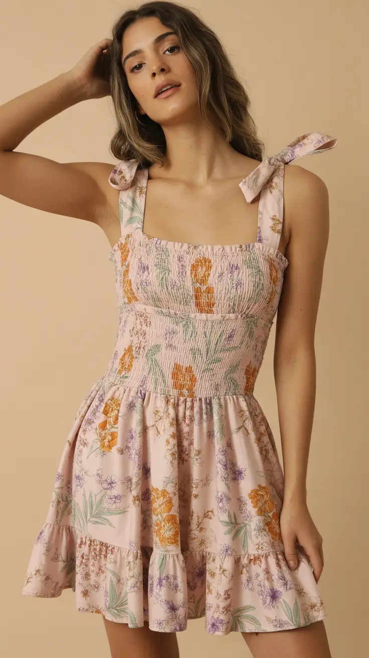 retro vintage summer outfits 2026 Romantic Smocked Florals That Feel Like a Soft Summer Day