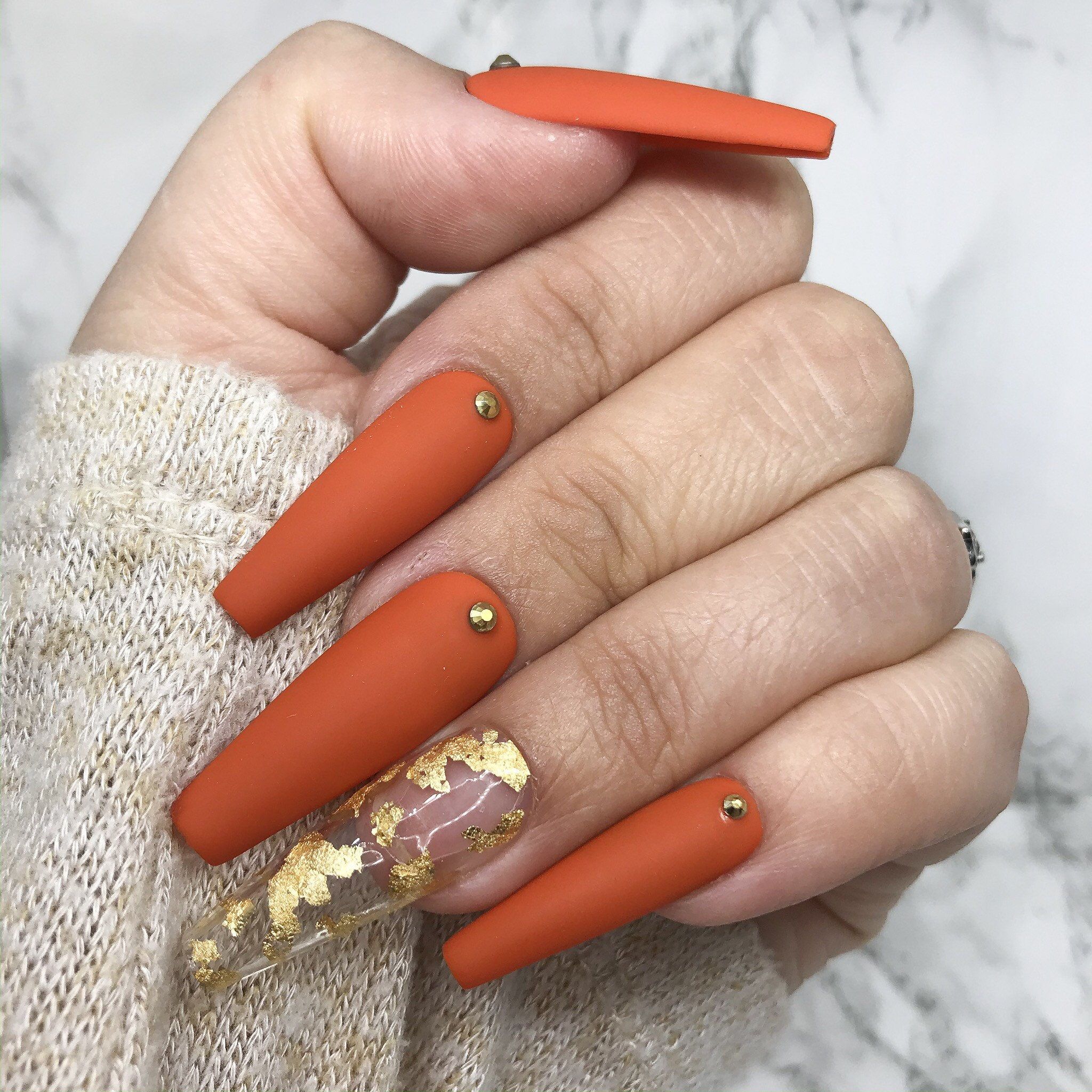 Fall Nails Coffin 24 Ideas: Embrace the Season with Stunning Nail Designs