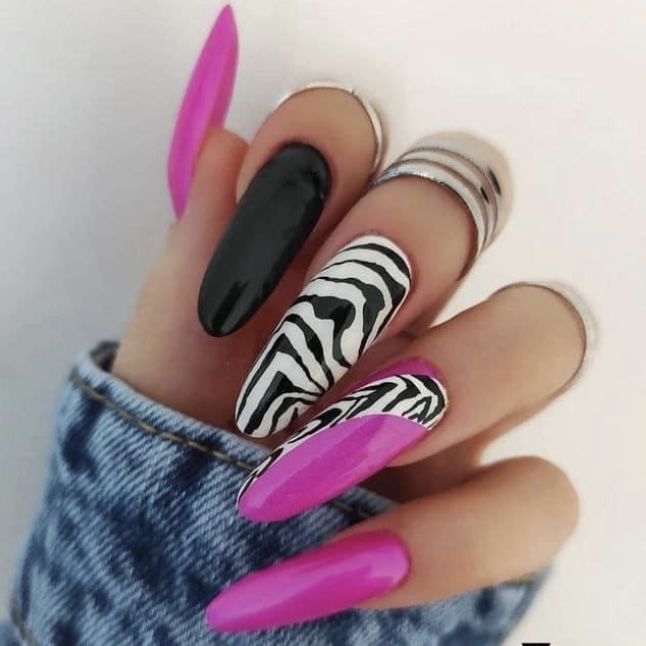 Black and Pink Nails 18 Ideas: A Bold and Playful Combination