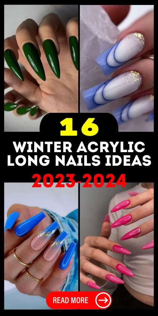 Winter Acrylic Long Nails 2023 - 2024 16 Ideas: Embrace the Season in ...