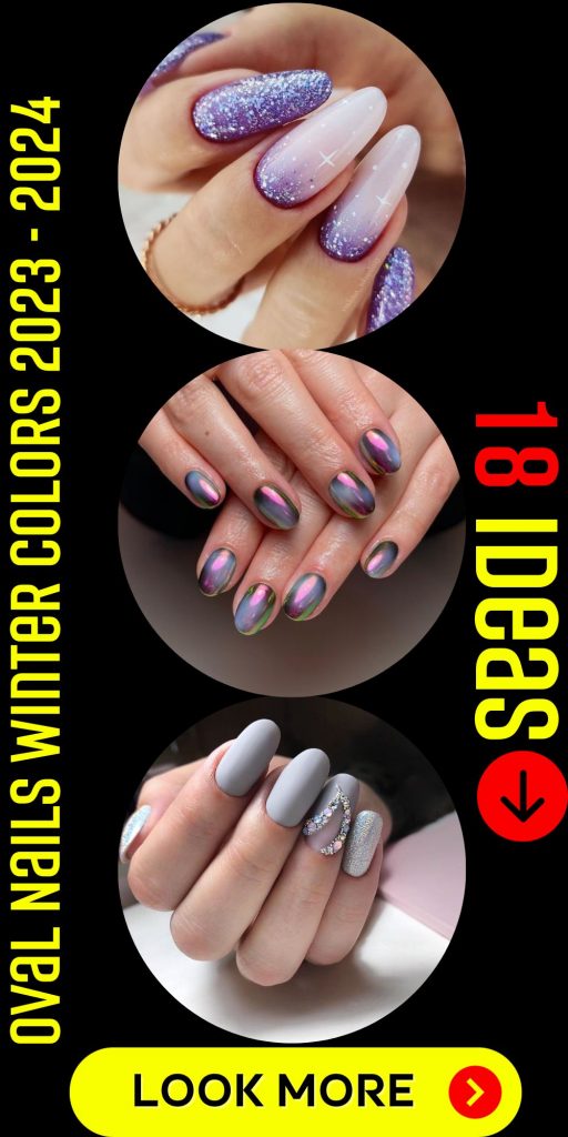 Oval Nails Winter Colors 2023 - 2024 18 Ideas