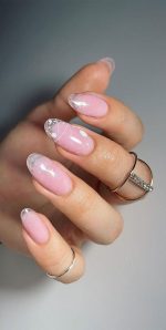 French Glass Nails Thatre Sophisticated And Understated   Pink Nails With White Lines 150x298 