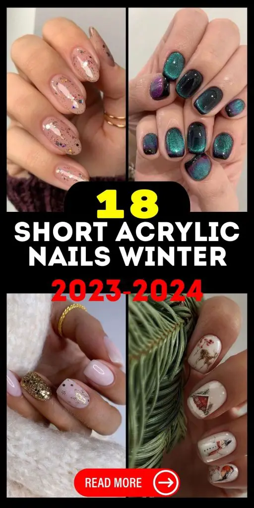 Short Acrylic Nails Winter 2023-2024 18 Ideas