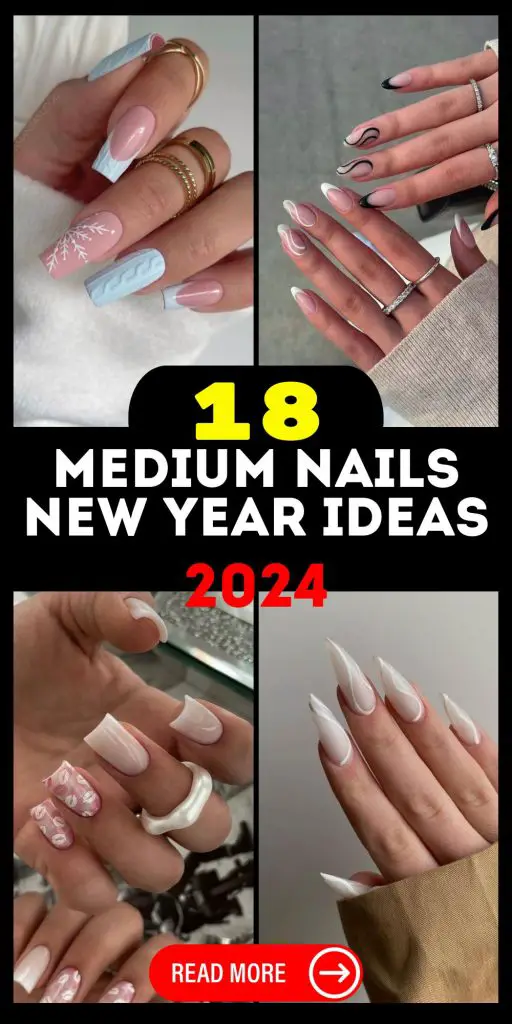Medium Nails for New Year 2024: Acrylic Square, Winter Designs, and More