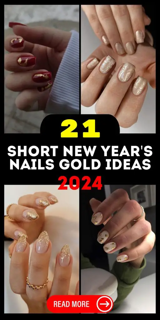 Trendy New Year's Nail Art 2024 - Elegant Gold Designs and Acrylic Trends