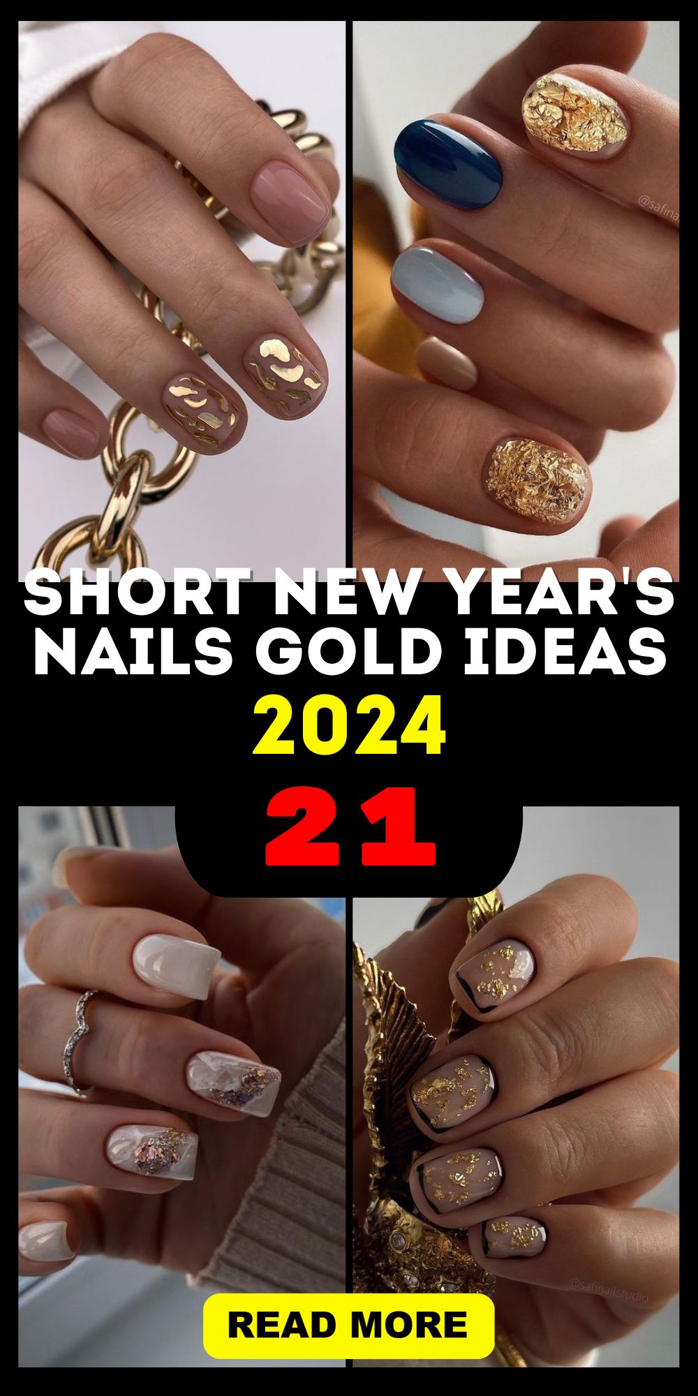 Trendy New Year's Nail Art 2024 - Elegant Gold Designs and Acrylic Trends