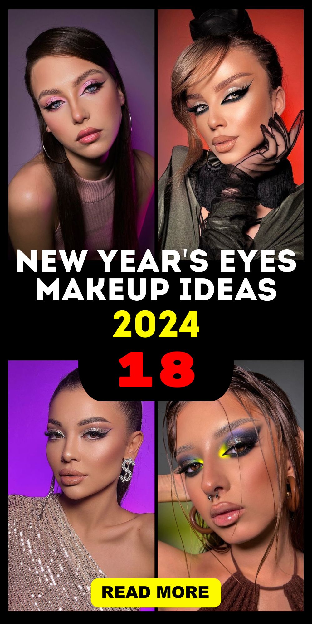 New Year's Eve 2024 Eye Makeup Ideas Glitter, Gold, and Lunar Looks