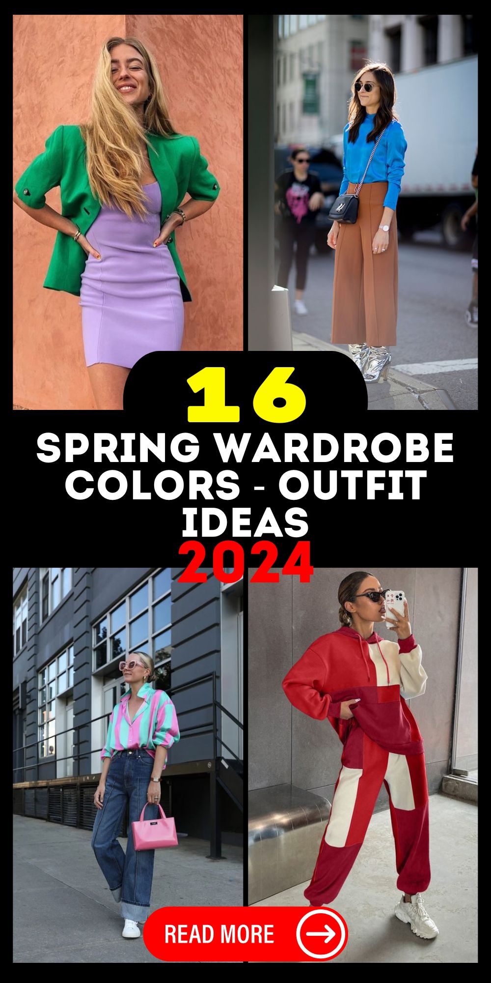 Bright Spring Wardrobe Colors & Outfit Ideas 2024 for Women