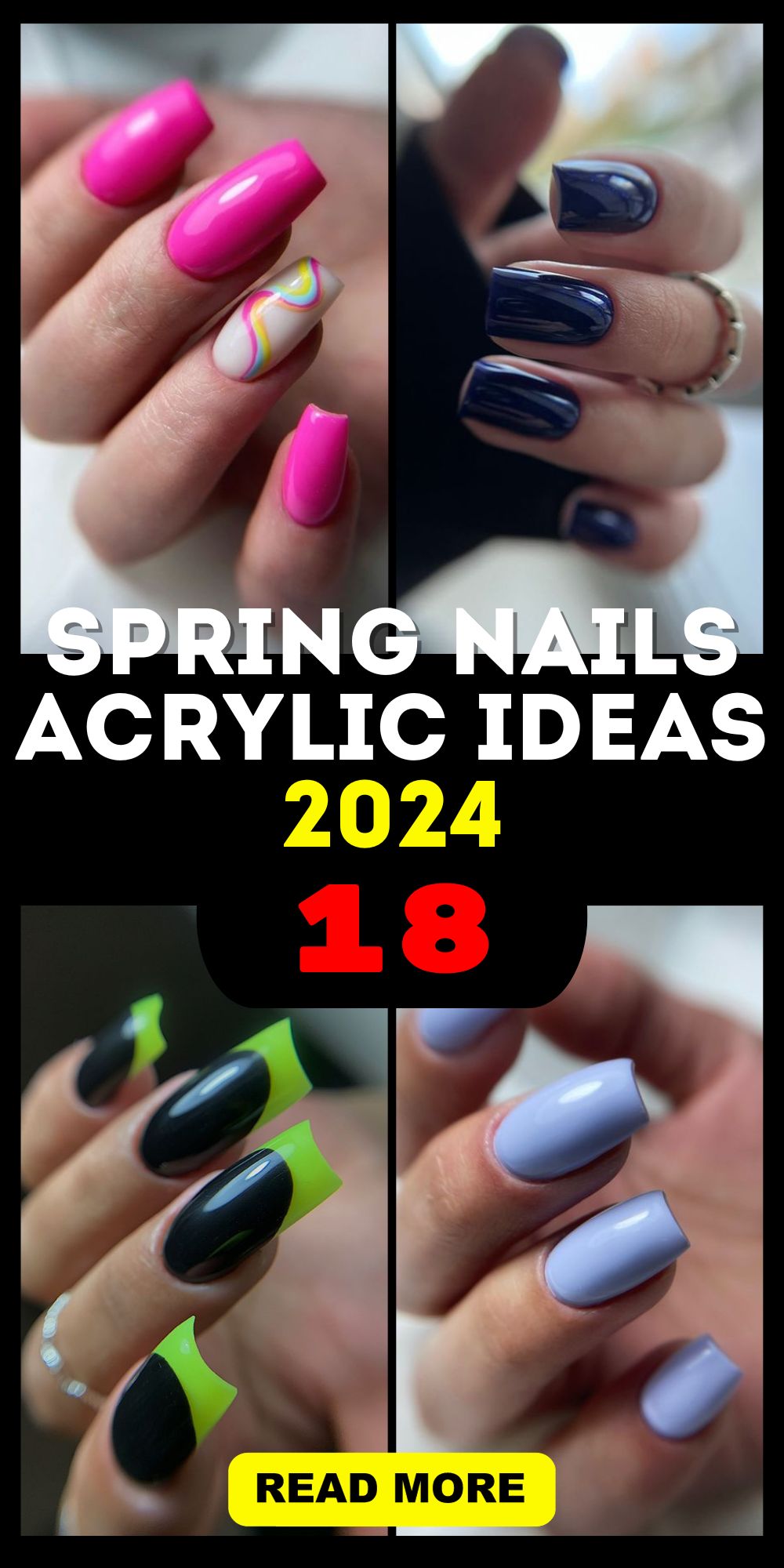 Stunning Spring Nails Acrylic 2024 – Trendy, Cute, and Colorful Coffin ...