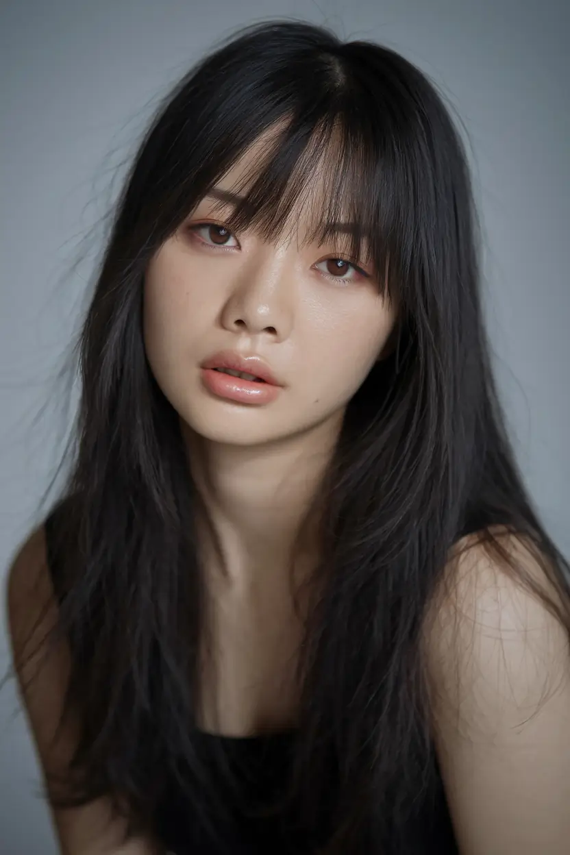 Chic Bangs Haircut Inspo Summer 2025 Long Layers with Wispy Micro Bangs