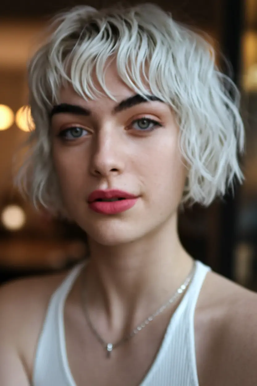 Chic Bangs Haircut Inspo Summer 2025 Messy Icy Crop with Textured Micro Fringe