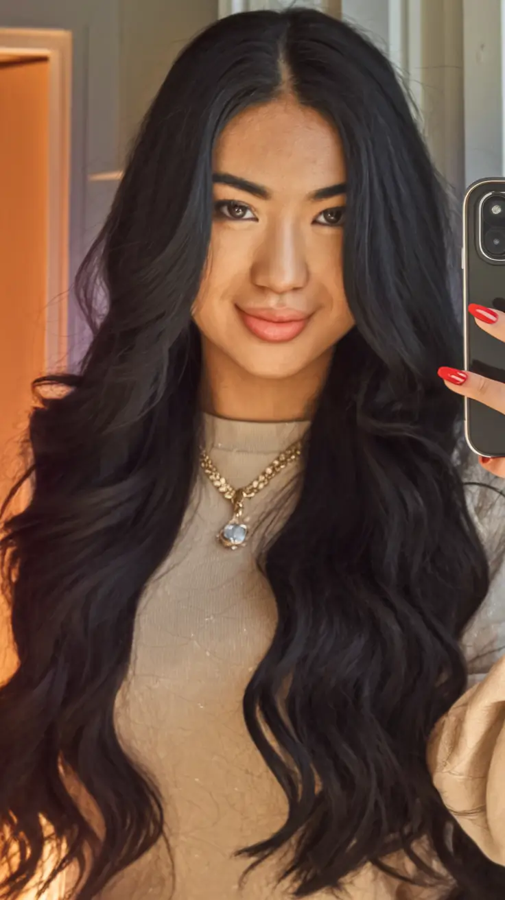 Gorgeous Long Hair Ideas for Summer 2025 Classic Black Layers With Soft Curls