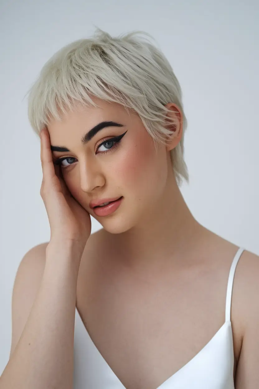 Perfect Haircuts for Oval Faces – Platinum Pixie with Soft Texture