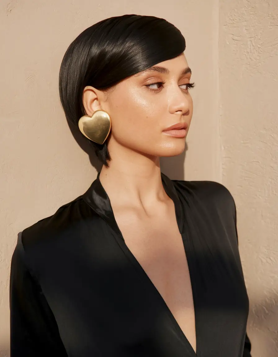 Perfect Haircuts for Oval Faces – Minimalist Sculpted Crop with a Sleek Side Sweep