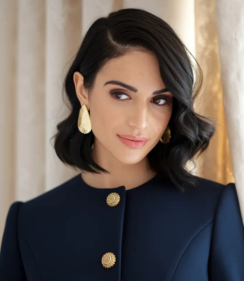 Perfect Haircuts for Oval Faces – Side-Swept Short Waves with Vintage Flair