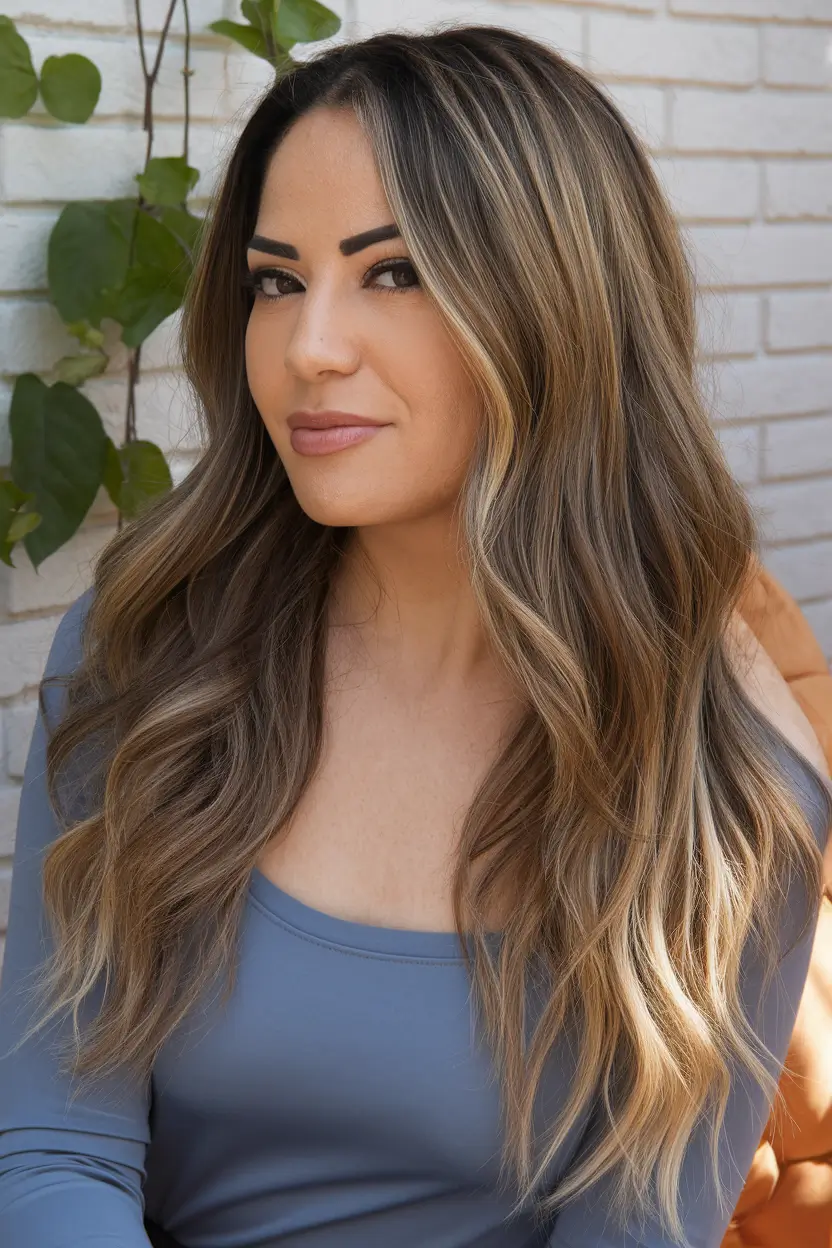 Perfect Haircuts for Oval Faces – Sun-Kissed Balayage Waves for Medium to Long Hair