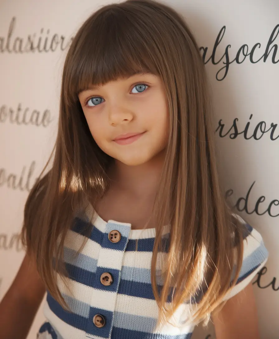 girl haircuts long Long Sleek Hair with Straight Bangs