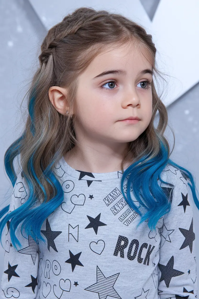 girl haircuts kids Bright Blue Ombre Waves for Mini Rockstars