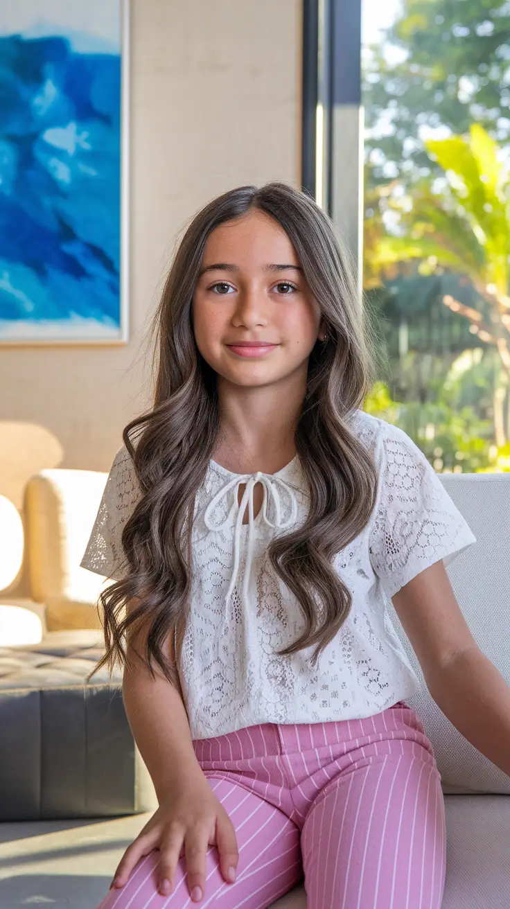 girl haircuts long Soft Mermaid Waves with Middle Part