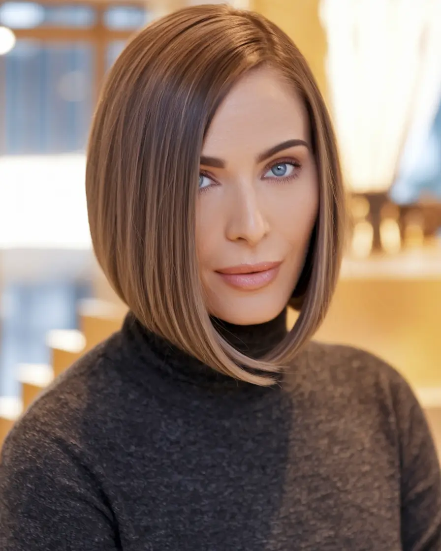 Fresh Hairstyles for June 2025 - Sleek Angled Bob with Precision Ends