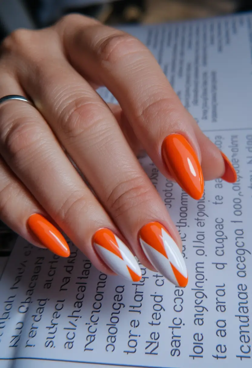 Almond Nails That Slay Summer 2025 Retro Orange Graphic