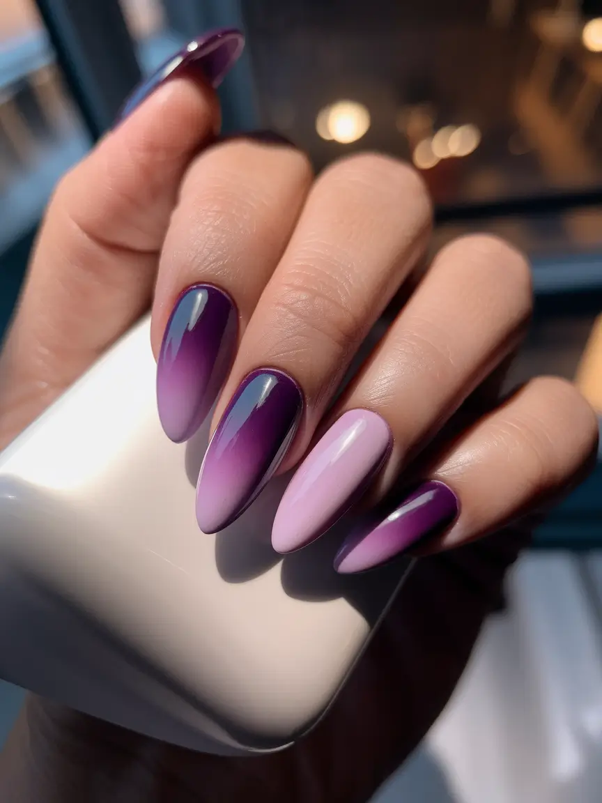 Almond Nails That Slay Summer 2025 Violet Fade for Dreamy Nights