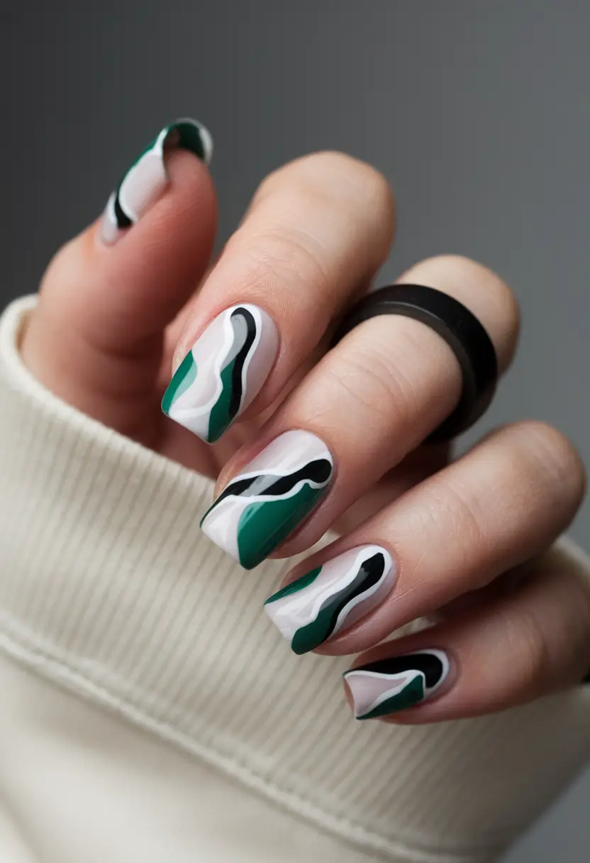 best-june-nail-colors-soft-green-wave-art