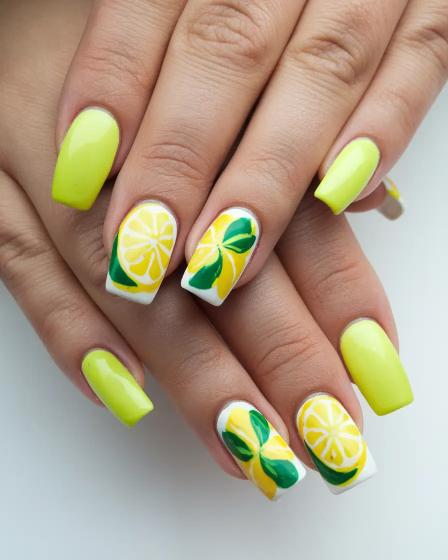 best june nail colors Lemon Slice Pop Art