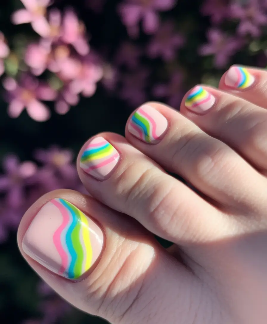 Bold Toe Colors for Summer 2025 Rainbow Waves: Playful and Perfect for Pride