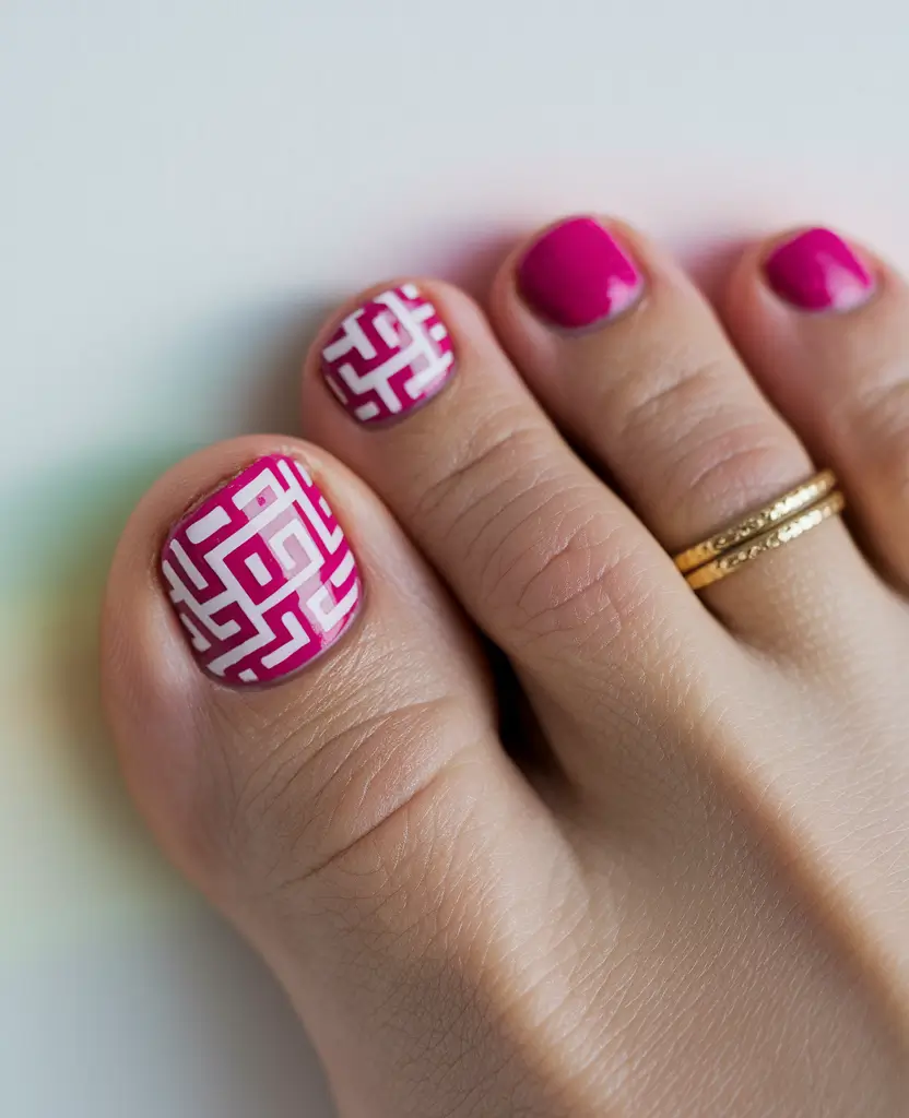 Bold Toe Colors for Summer 2025 Hot Pink Maze