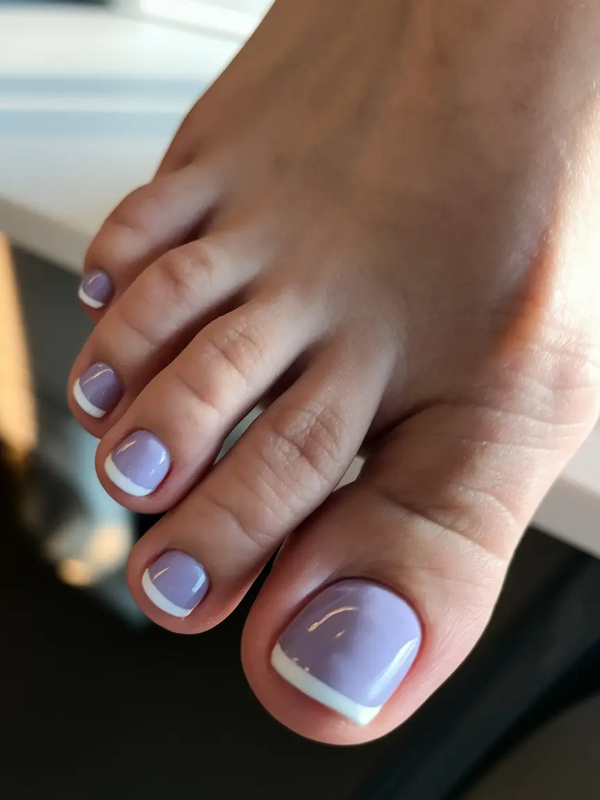 Bold Toe Colors for Summer 2025 Lavender & White French Tips: A Classic with a Twist