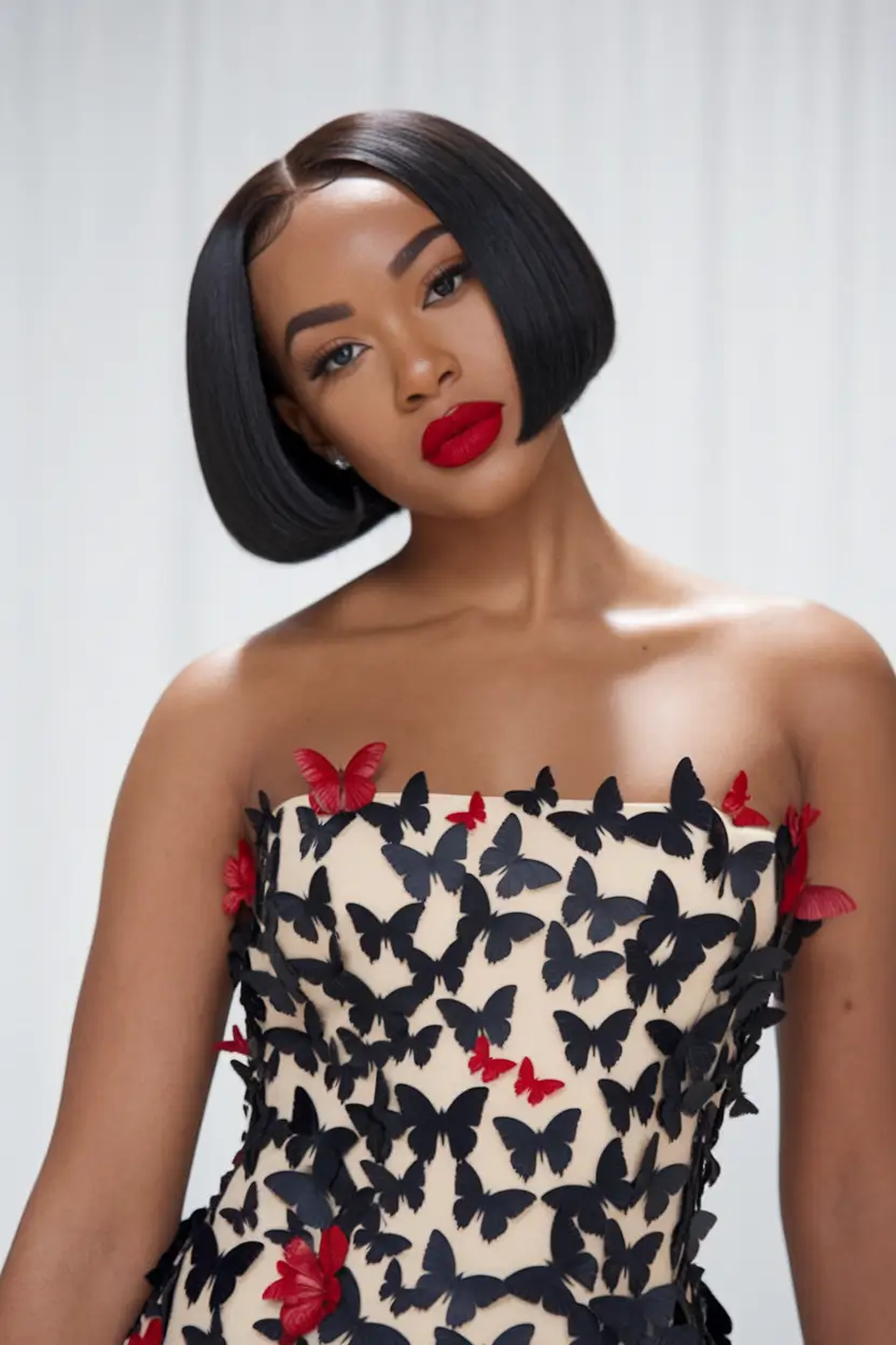 chic angled bob haircuts Glossy A-Line Bob with Couture Vibes