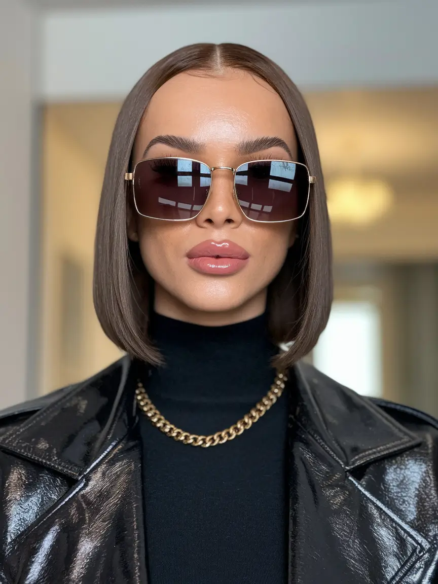 chic bob haircuts Runway-Ready Sleek with Power Center Part