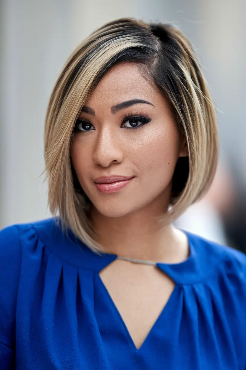chic bob haircuts Asymmetrical Bob with Dimensional Highlights