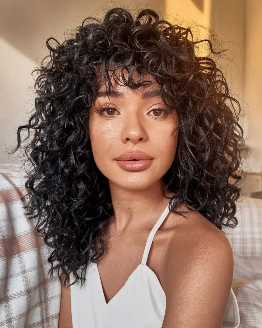 Curly Haircuts Inspiration - Natural Curls for Summer 2025+Glossy Volume with Natural Bangs