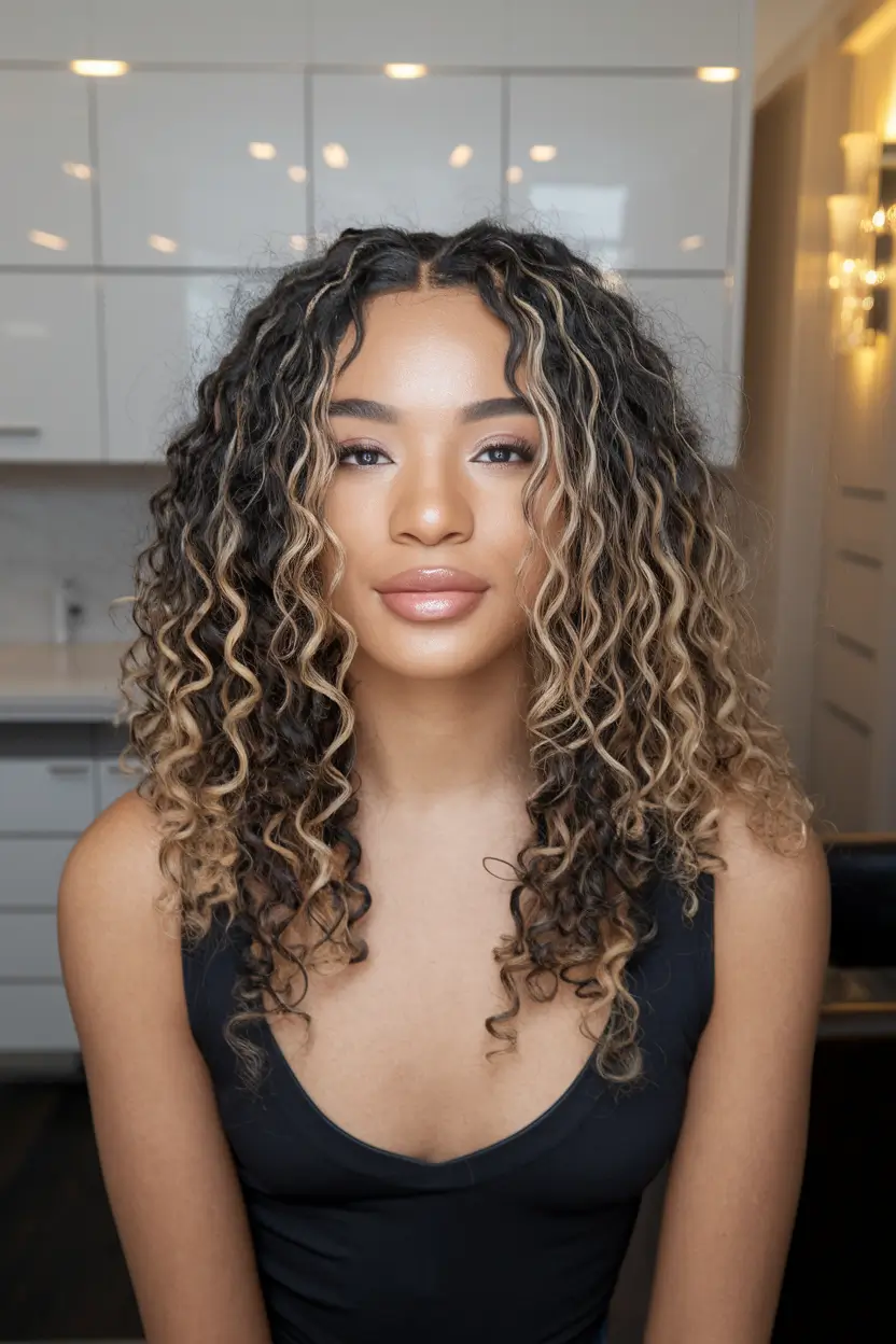 Curly Haircuts Inspiration - Natural Curls for Summer 2025+Dimensional Blond Balayage on Defined Waves