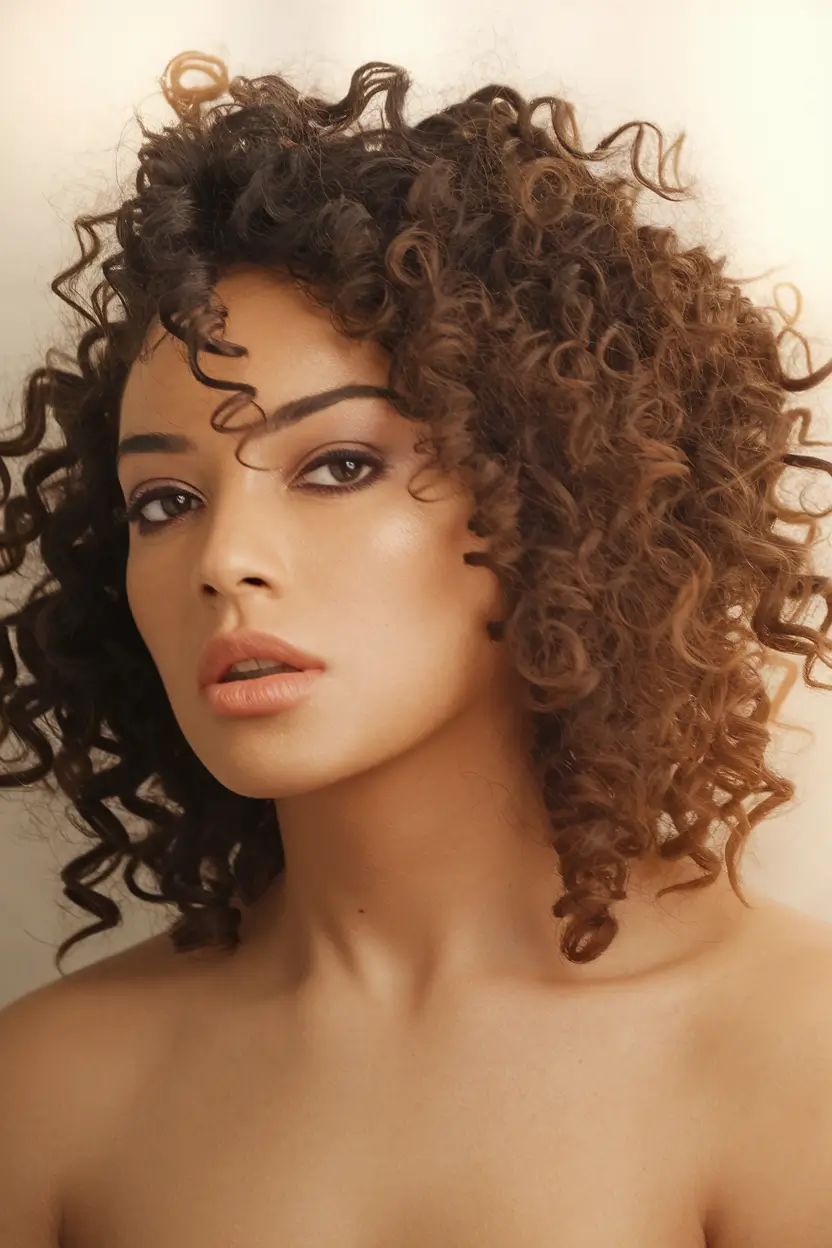 Curly Haircuts Inspiration - Natural Curls for Summer 2025+Glossy Ringlets with Sweeping Side Part