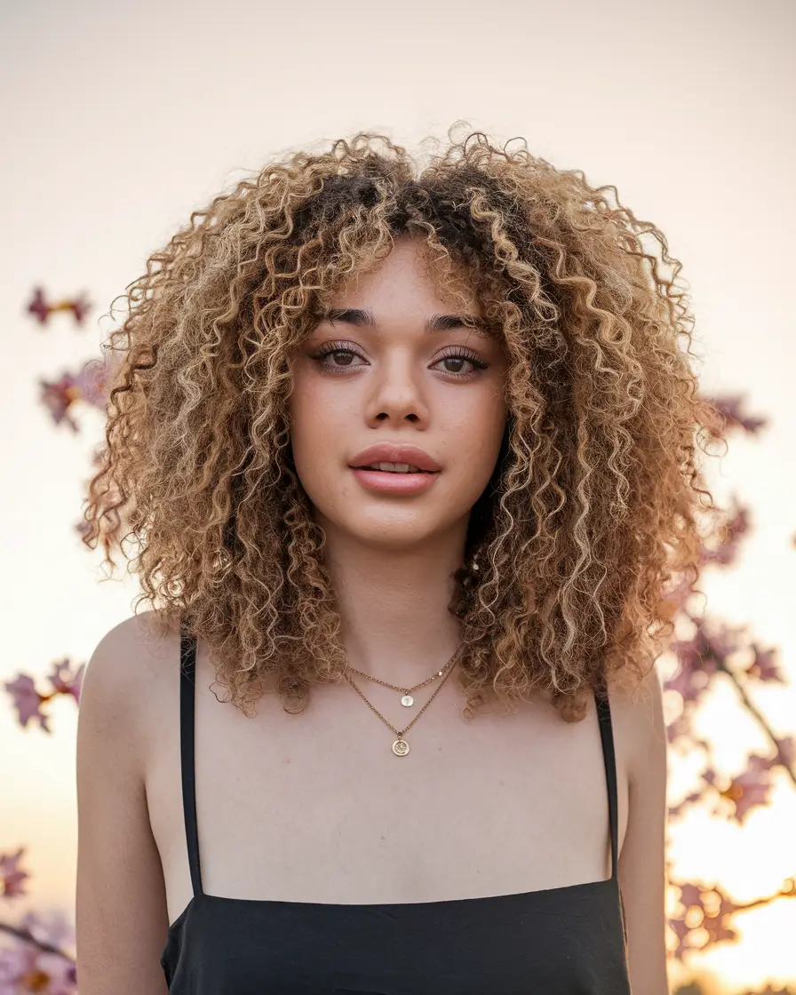 Curly Haircuts Inspiration - Natural Curls for Summer 2025+Golden Hour Curls with Fluffy Fringe