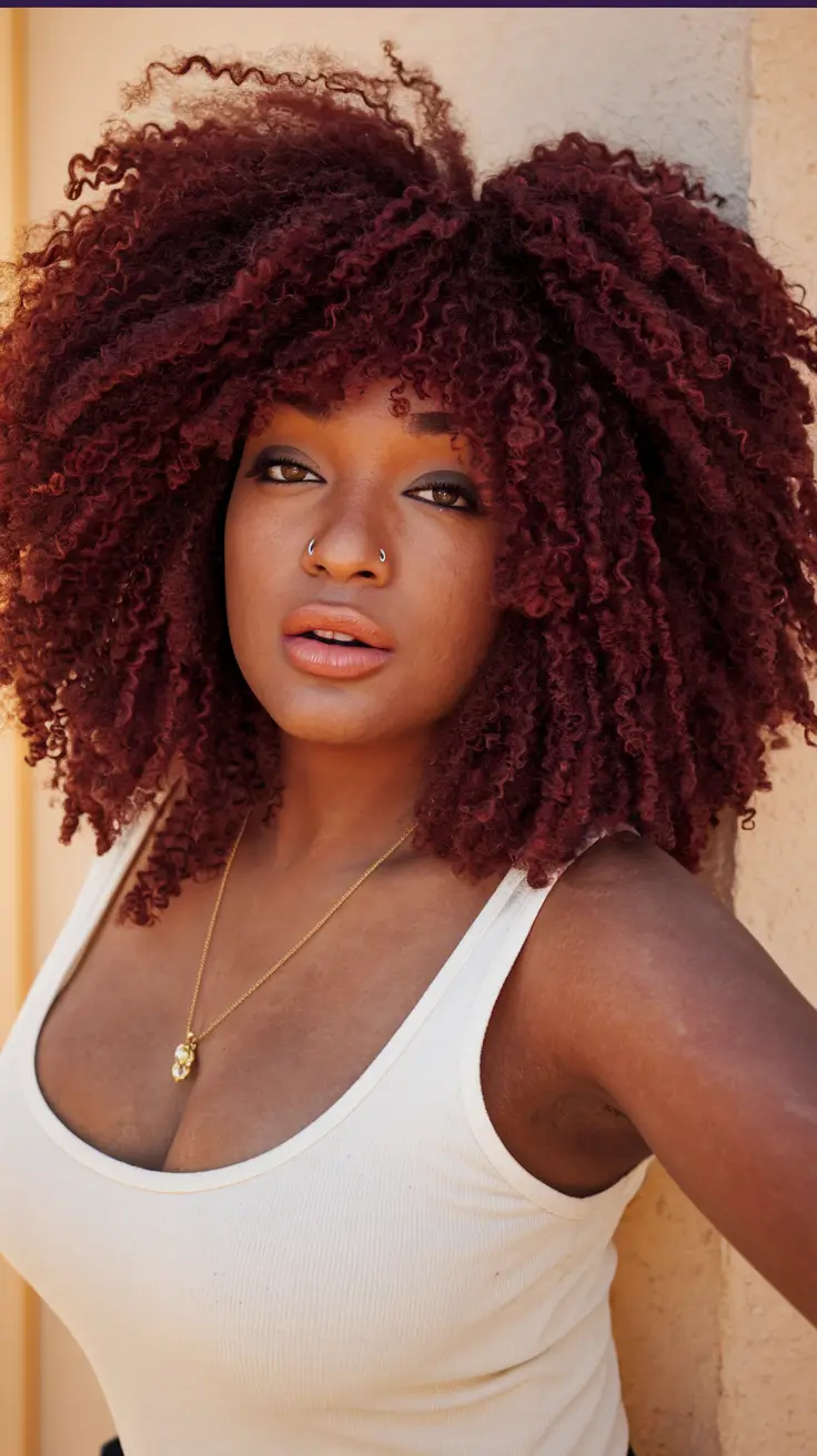 Curly Haircuts Inspiration - Natural Curls for Summer 2025+Berry Burgundy Crown with Rounded Layers