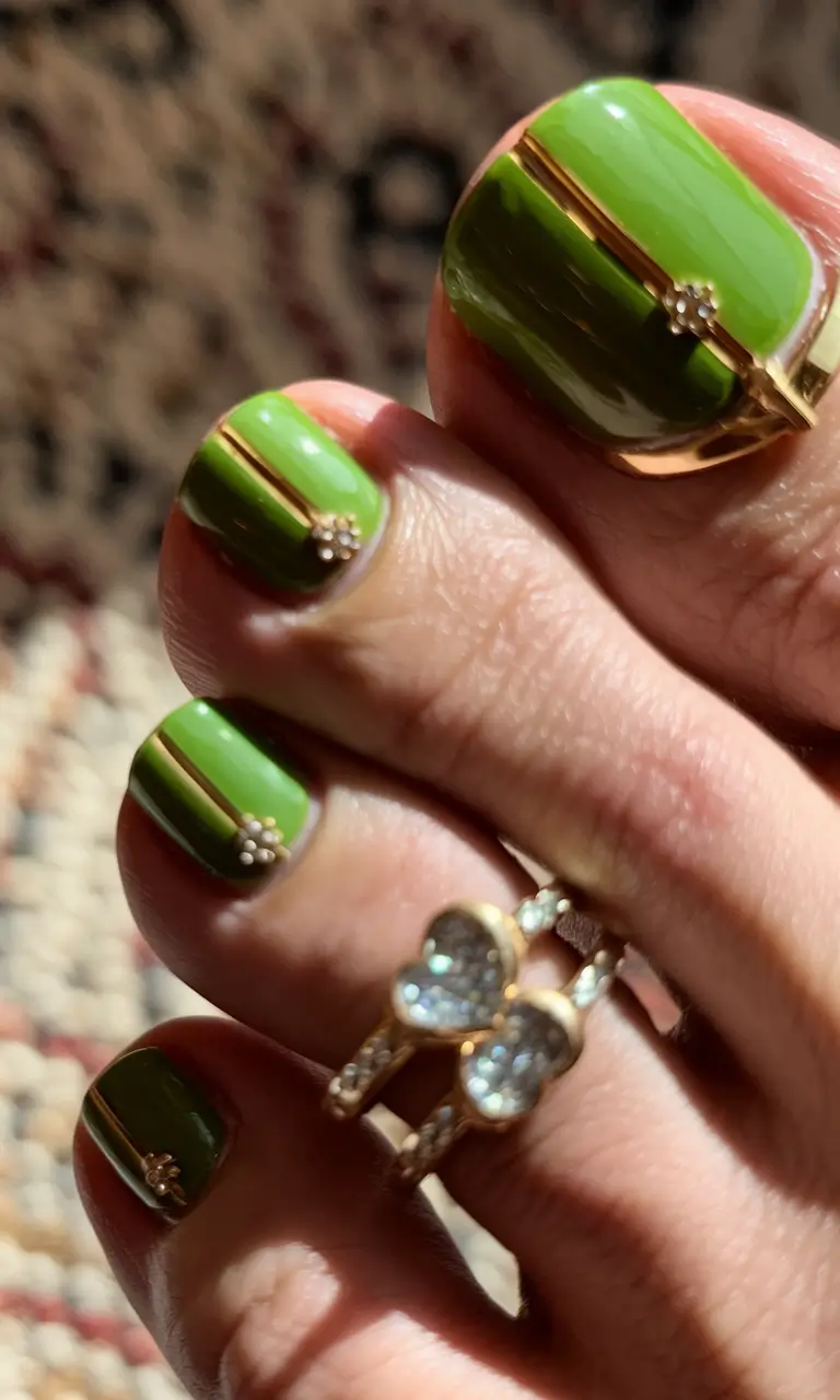 Cute Toe Nail Designs to Try Summer 2025 - Minimalist Glam with a Golden Line