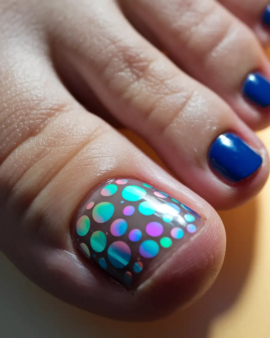 Cute Toe Nail Designs to Try Summer 2025 - Iridescent Bubble Pop