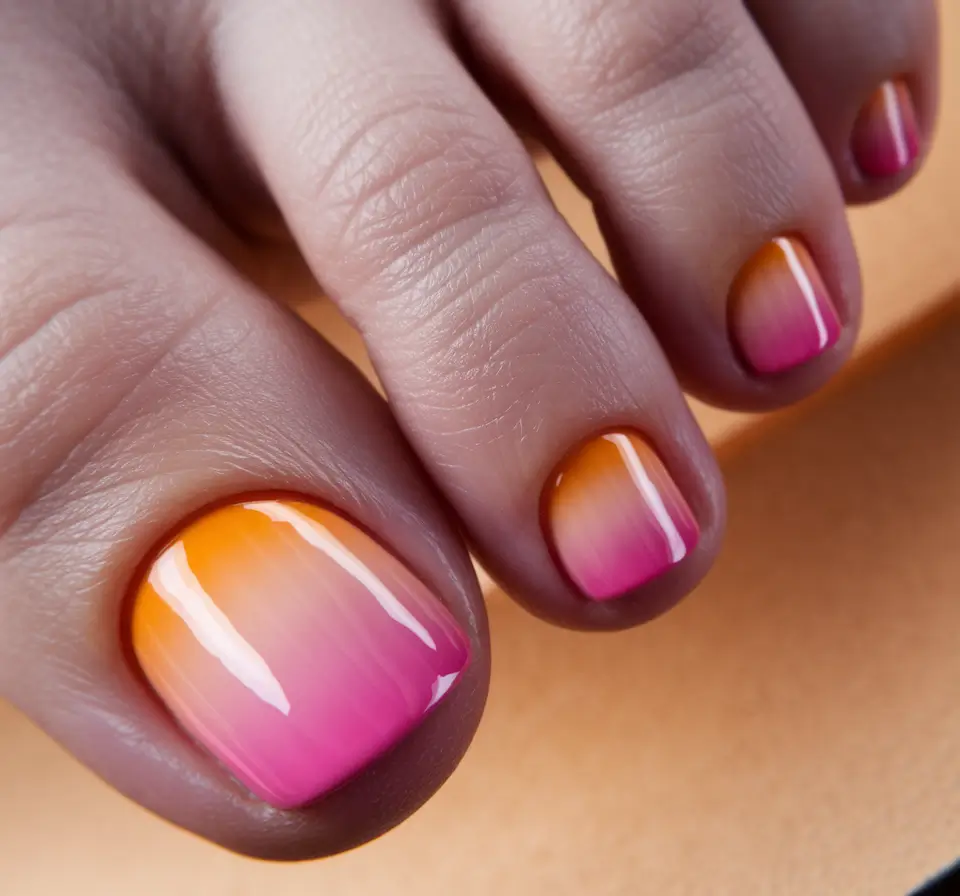 Cute Toe Nail Designs to Try Summer 2025 - Tropical Sunset Ombre