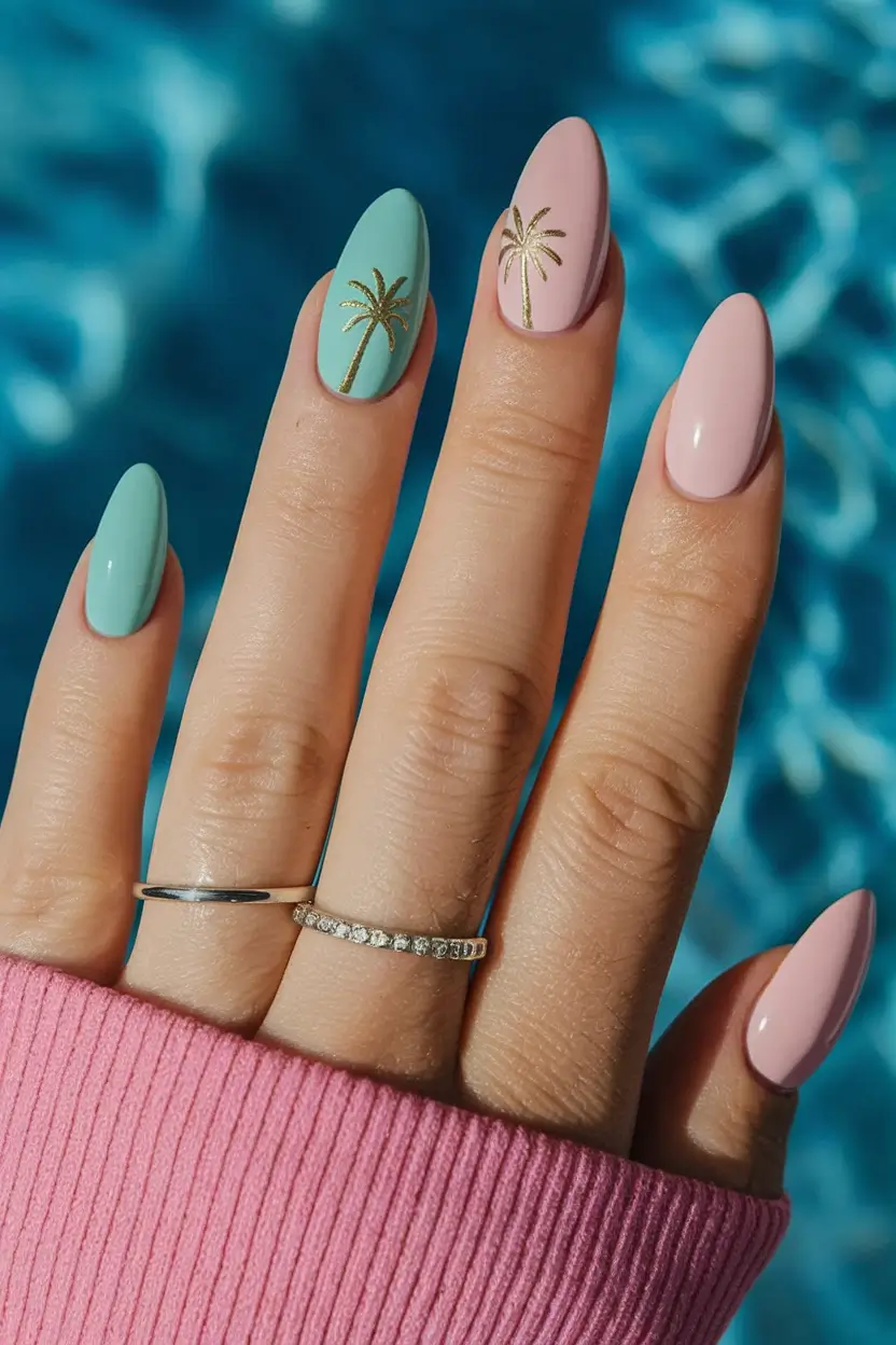 Cutest Summer Nails for 2025 Palm Tree Pastel Dream