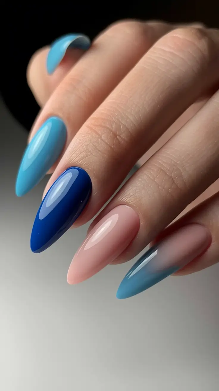 Cutest Summer Nails for 2025 Ocean Wave Blue Gradient