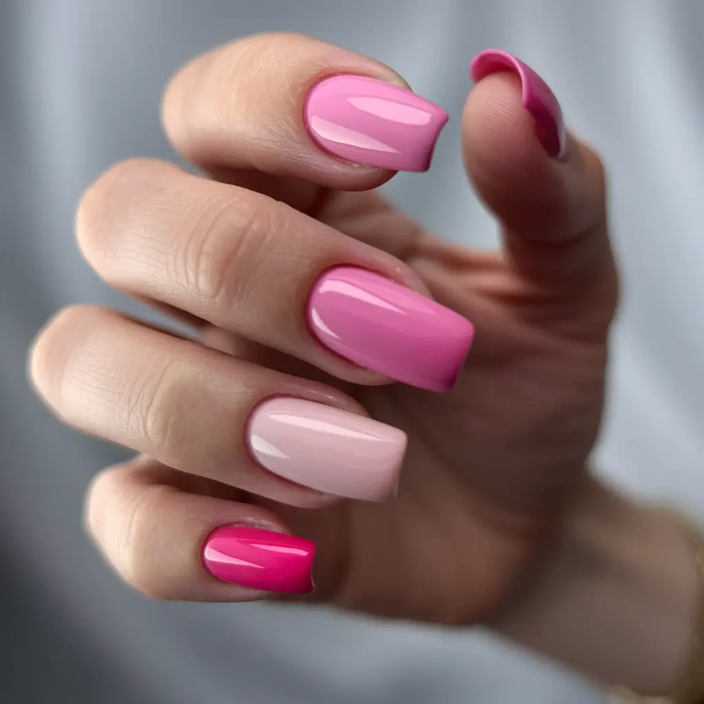 Cutest Summer Nails for 2025 Gradient Bubblegum Pink Squares