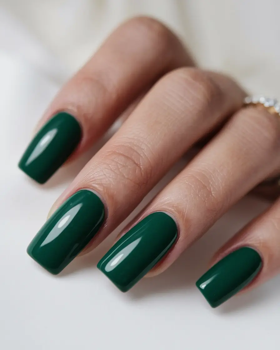 Cutest Summer Nails for 2025 Classic Deep Green Gloss