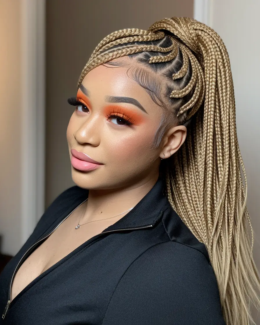 easy summer hairstyles Feed-In Swirl Braids into High Pony