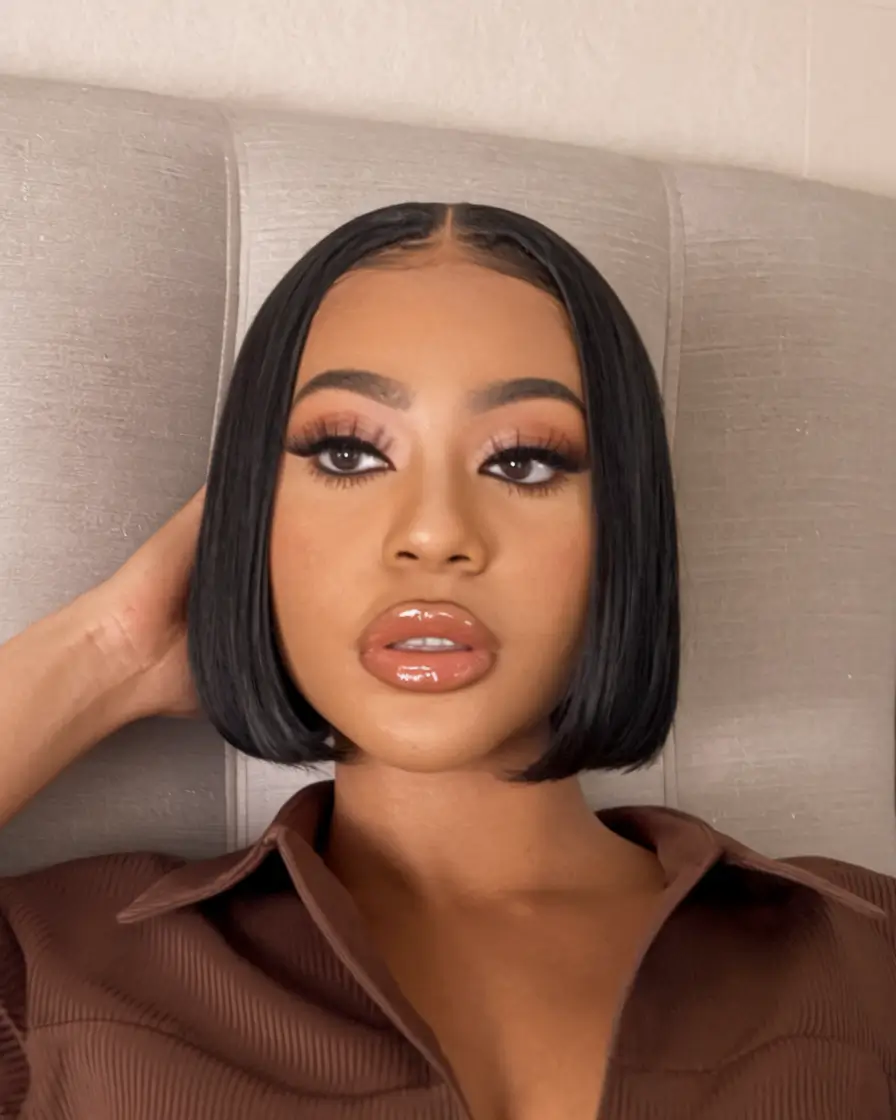 easy summer hairstyles Glossed Bob with a Sharp Center Part